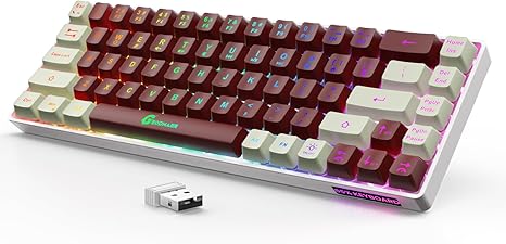 Wireless Gaming Keyboard Rechargeable Backlit Gaming Keyboard 68 Keys English/Spanish Layout 2.4G Keyboard for PC