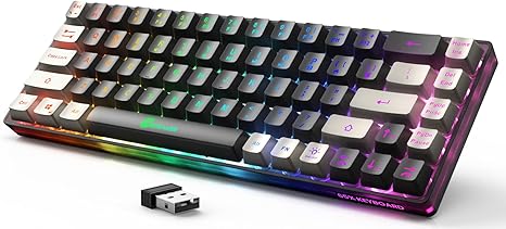 Wireless Gaming Keyboard Rechargeable Backlit Gaming Keyboard 68 Keys English/Spanish Layout 2.4G Keyboard for PC