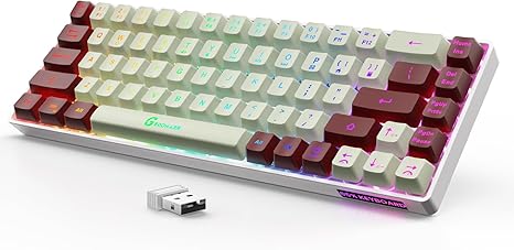 Wireless Gaming Keyboard Rechargeable Backlit Gaming Keyboard 68 Keys English/Spanish Layout 2.4G Keyboard for PC