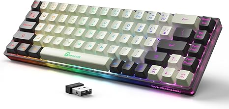 Wireless Gaming Keyboard Rechargeable Backlit Gaming Keyboard 68 Keys English/Spanish Layout 2.4G Keyboard for PC