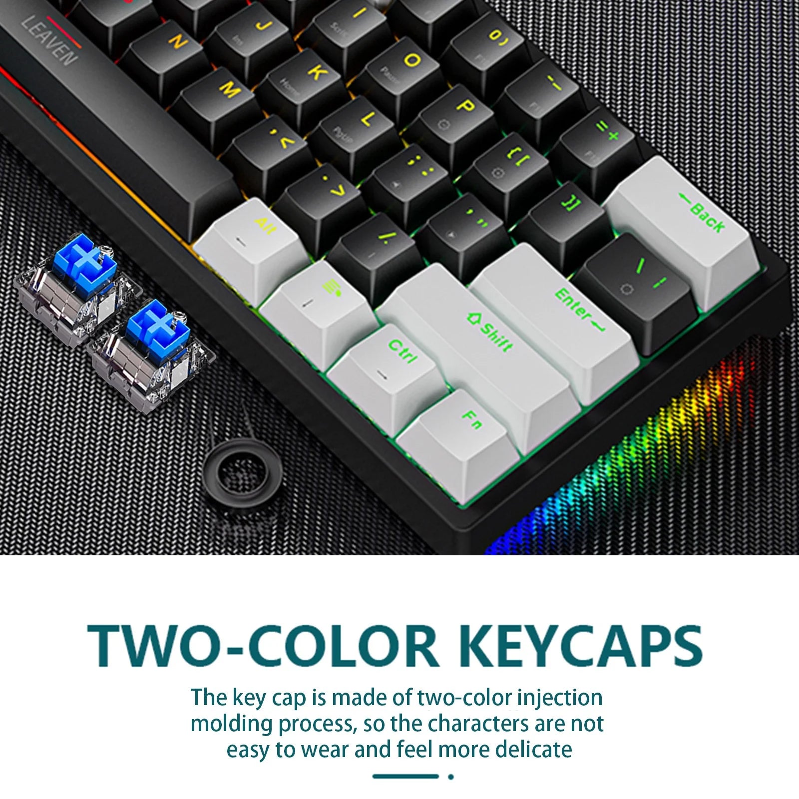 Gaming Keyboard 60 Percent, Wired Ultra-Compact Mechanical Keyboard 61 Keys,Rgb Backlit with Blue Switch Mini Keyboards for Windows Macos Linux-Easy to Carry on Trip