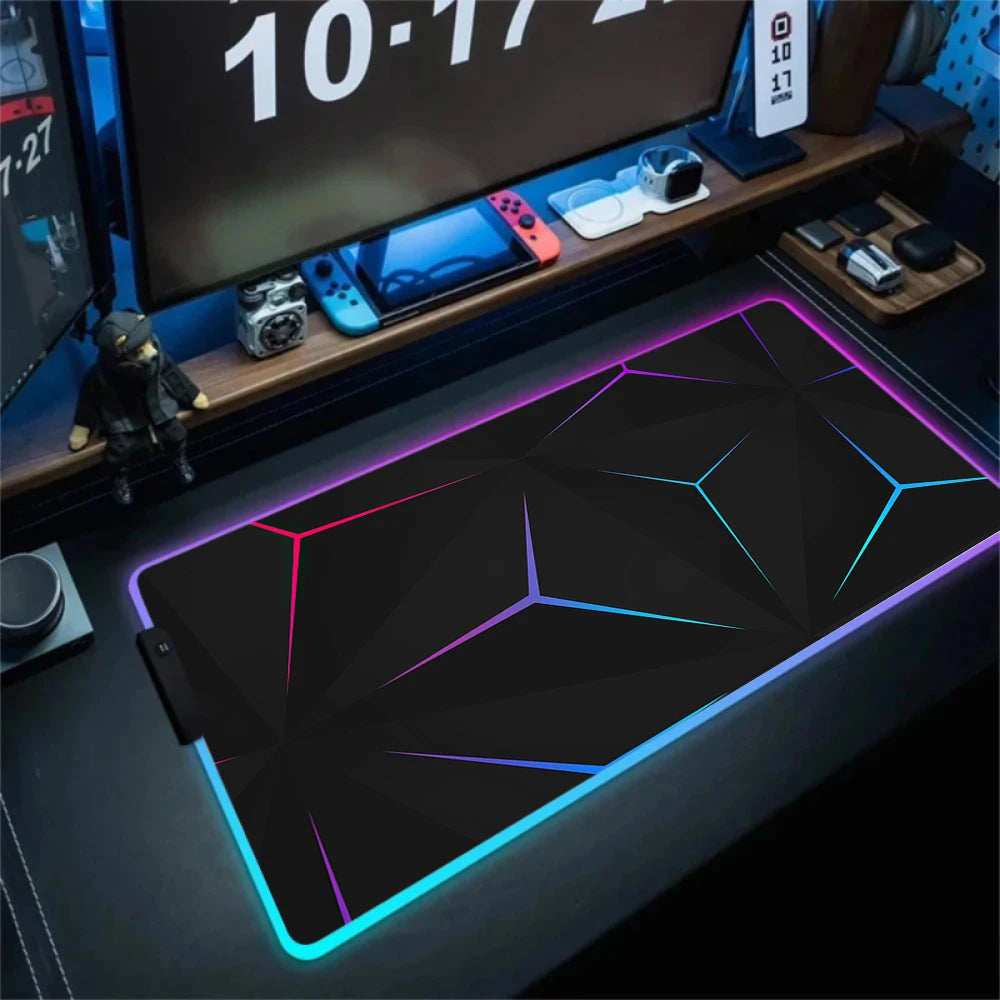 RGB Hexagon Mousepads Geometry Mousepad Large Gaming Desk Mat Luminous Mouse Pad LED Colorful Mouse Mat Backlit Keyboard Mats