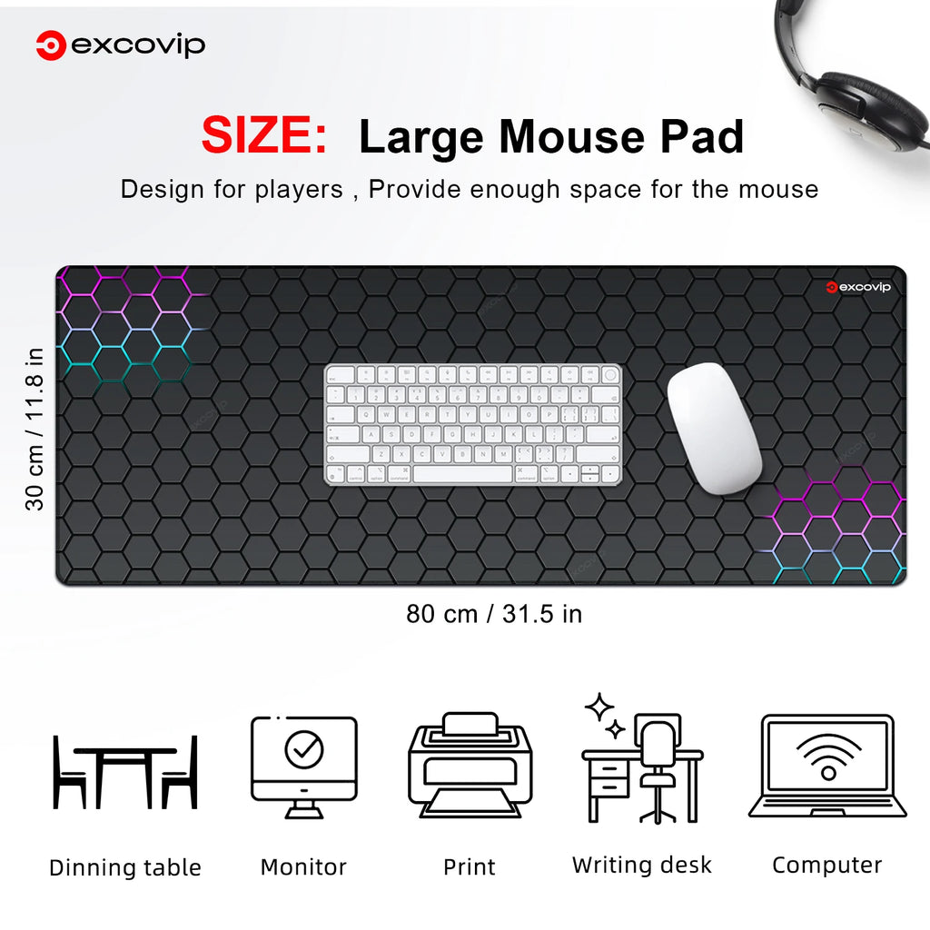 Gaming Mouse Pad Large with Stitched Edge Non-Slip Rubber Base Extended Desk Mat Keyboard Mousepad for Office Home Computer
