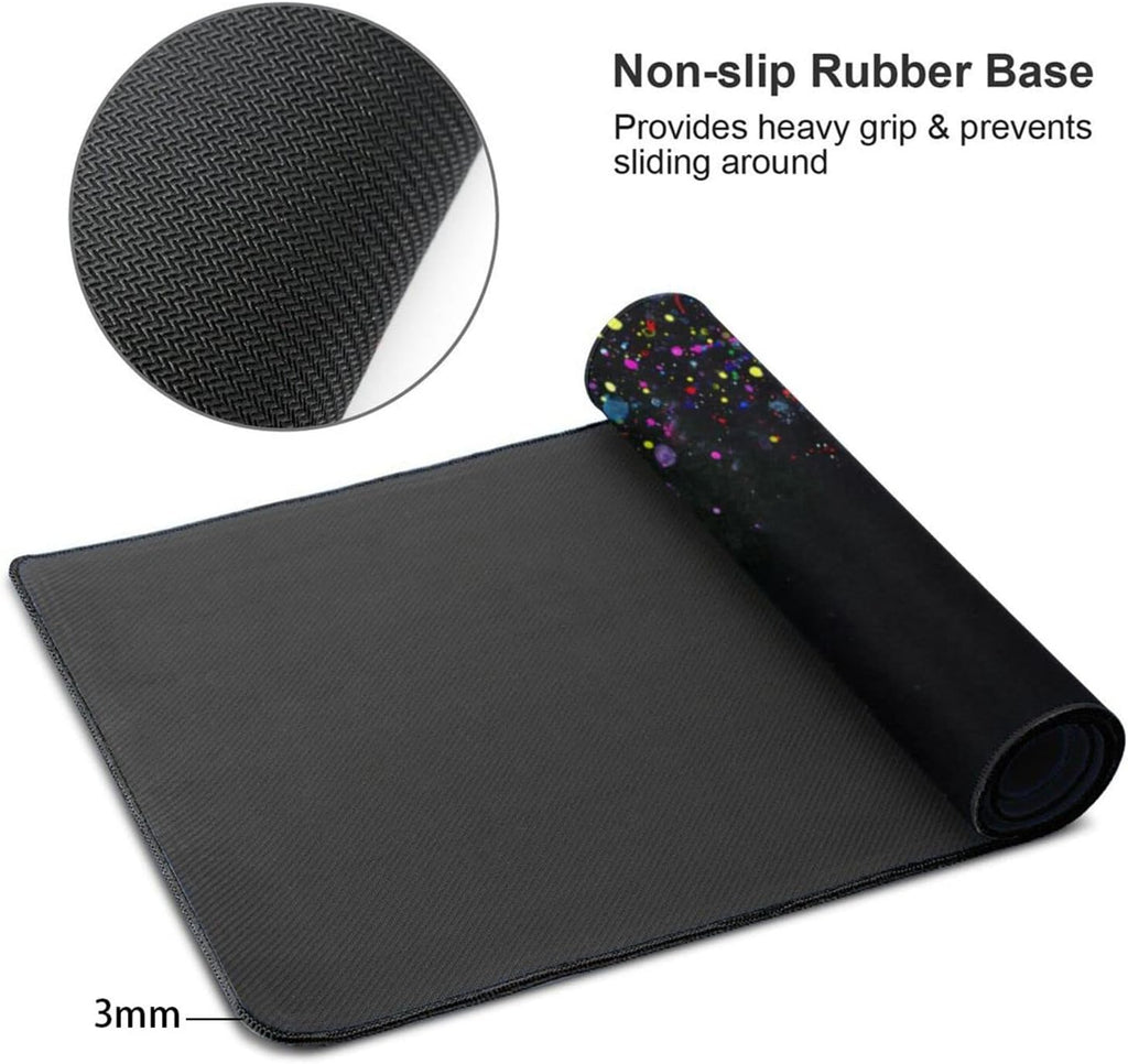 Watercolor Dinosaur Gaming Mouse Pad, Long Extended XL Mousepad Desk Pad Stitched Edges, 31.5'' X 11.8''