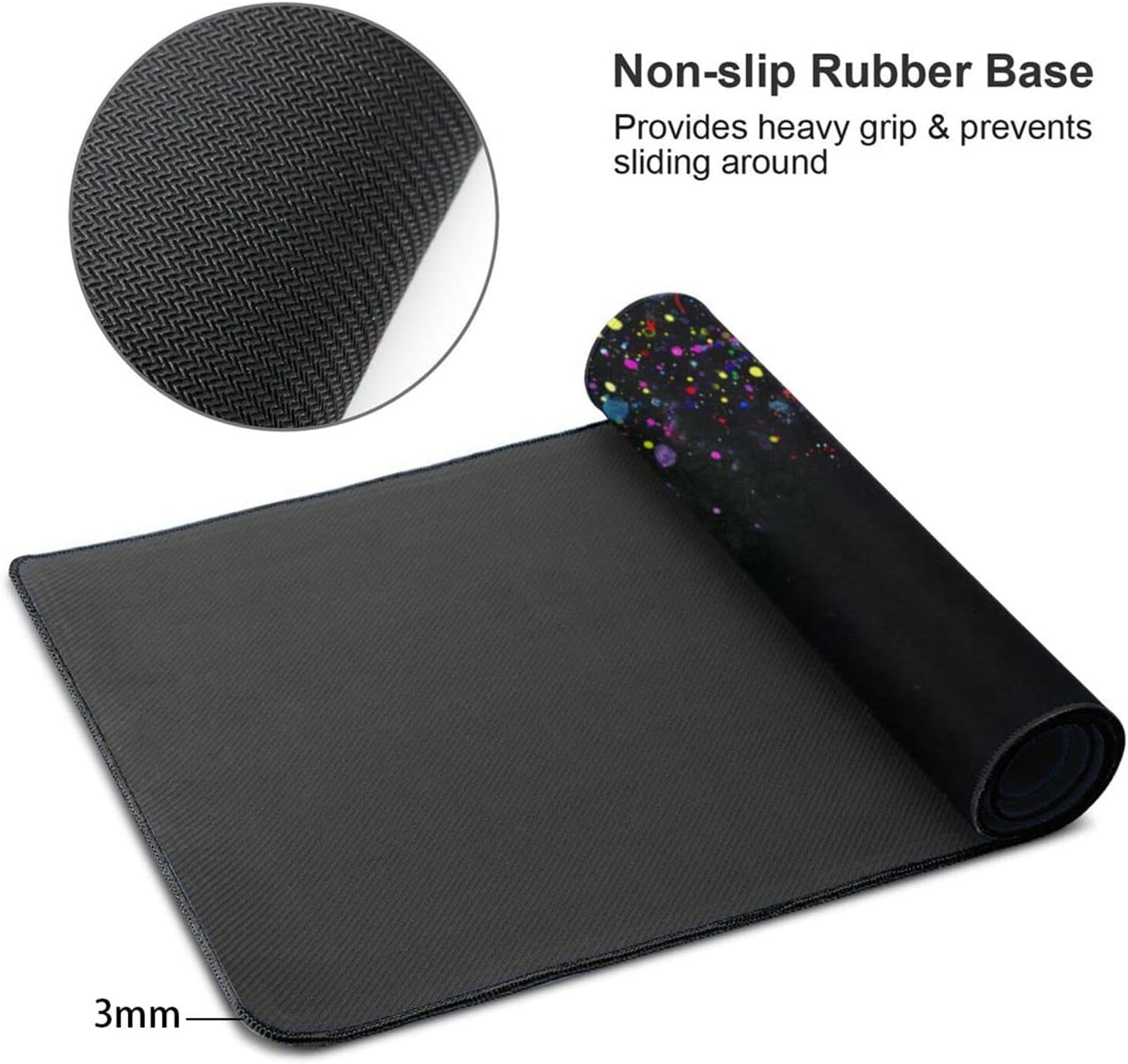 Watercolor Dinosaur Gaming Mouse Pad, Long Extended XL Mousepad Desk Pad Stitched Edges, 31.5'' X 11.8''