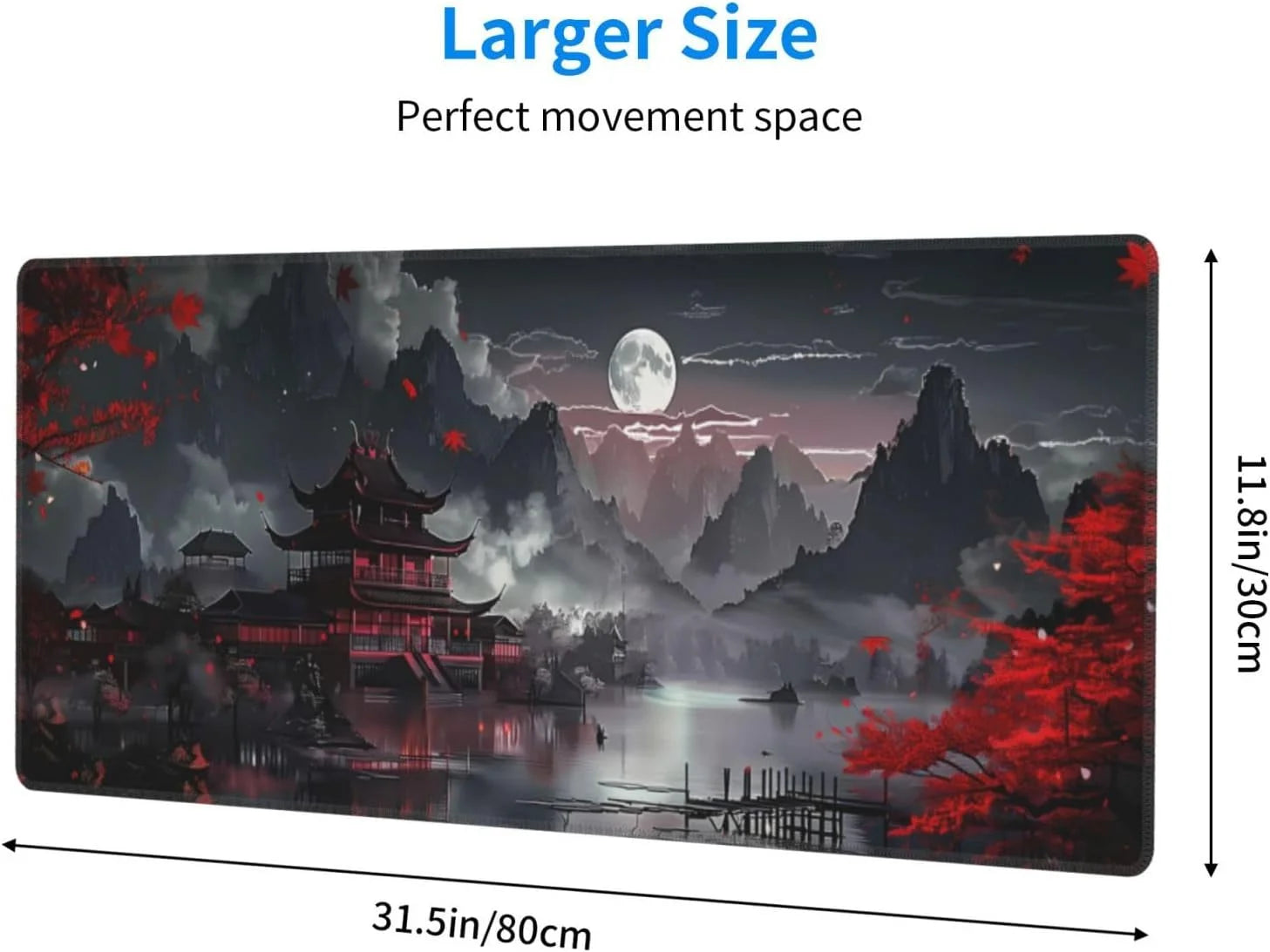 Extended Gaming Mouse Pad, Large Gaming Mouse Waterproof with Stitched Edges, Non-Slip Desktop Pad for Home and Office, Level up Your 31.5X11.8 Inch\U2026 (Japanese Style)