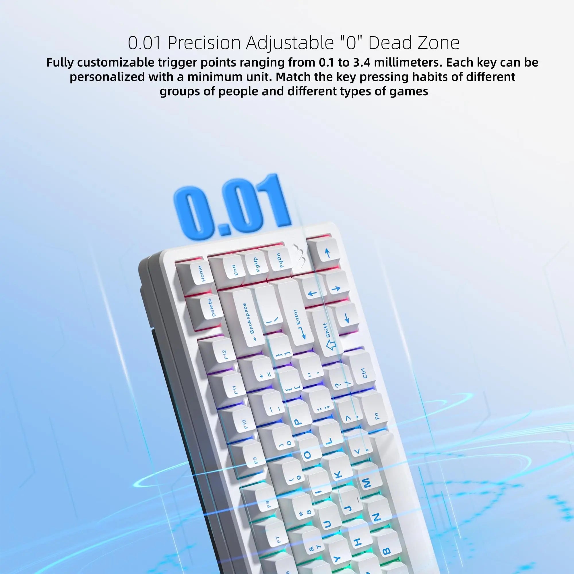 White SK75 TMR/HE Hall Effect Keyboard 75% Wireless Mechanical Keyboard Rapid Trigger Magnetic Switch with Strap Hot Swap