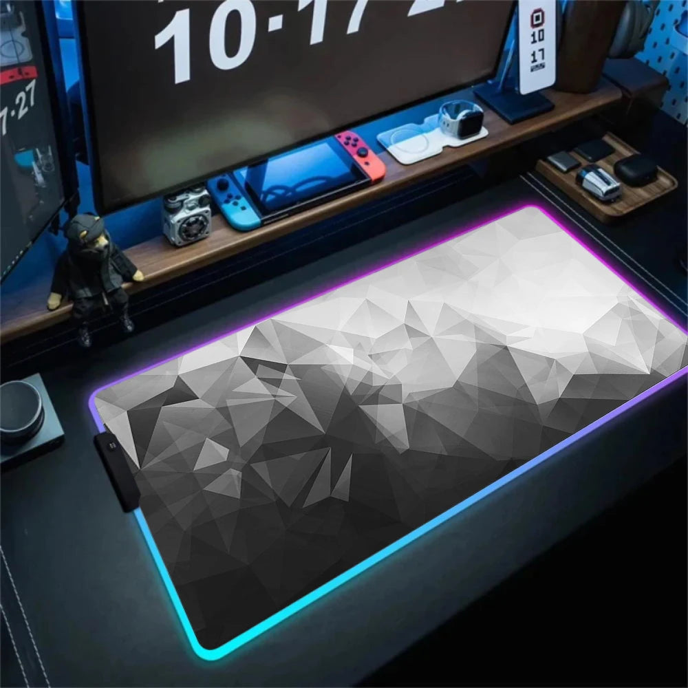 RGB Hexagon Mousepads Geometry Mousepad Large Gaming Desk Mat Luminous Mouse Pad LED Colorful Mouse Mat Backlit Keyboard Mats