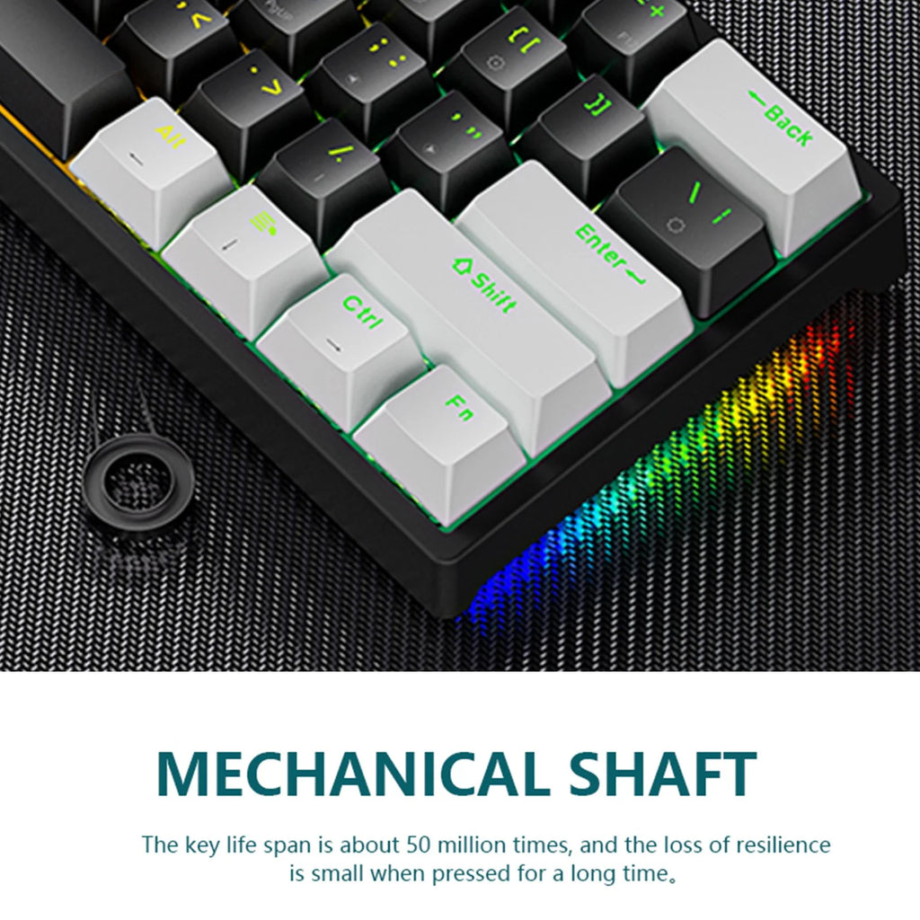 Gaming Keyboard 60 Percent, Wired Ultra-Compact Mechanical Keyboard 61 Keys,Rgb Backlit with Blue Switch Mini Keyboards for Windows Macos Linux-Easy to Carry on Trip