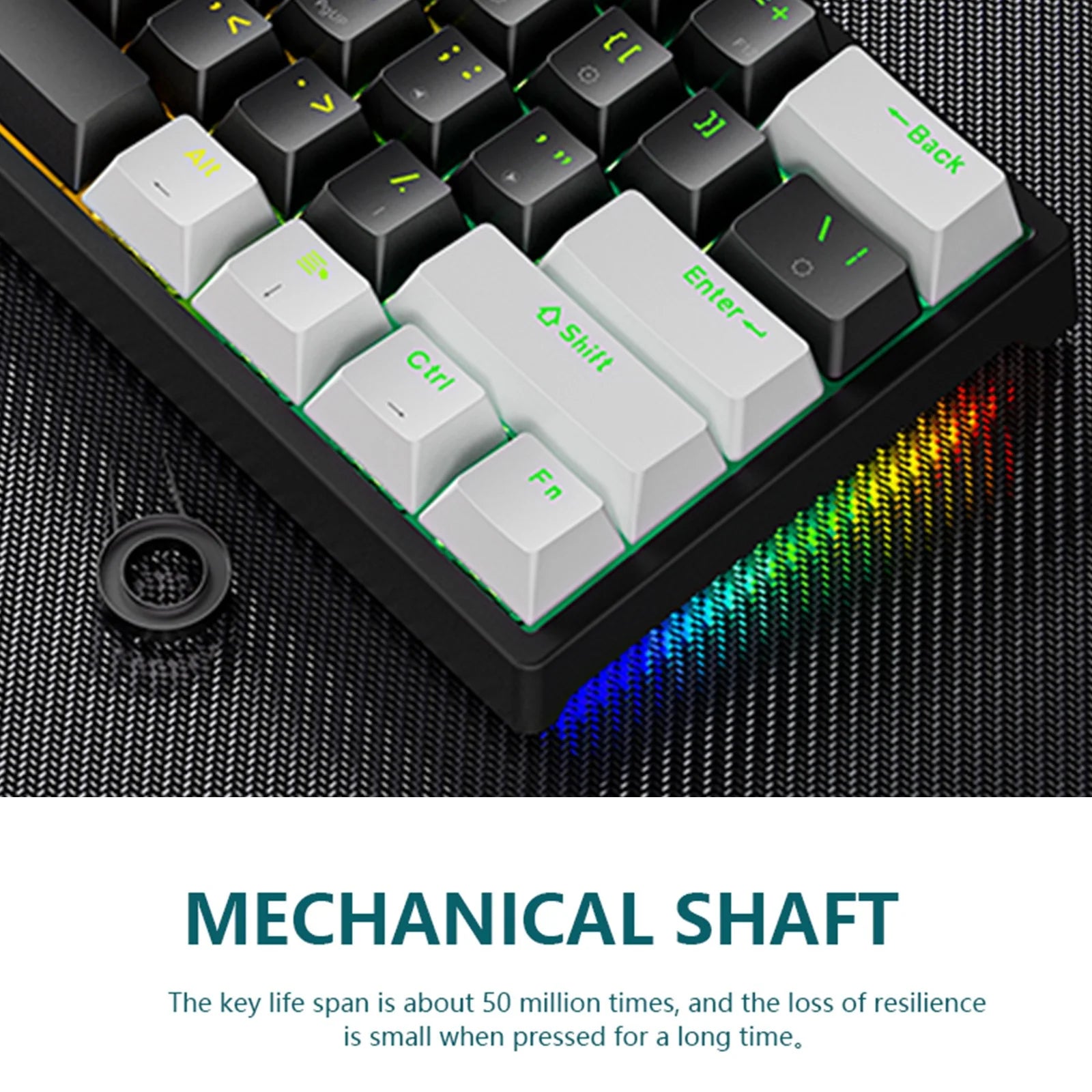 Gaming Keyboard 60 Percent, Wired Ultra-Compact Mechanical Keyboard 61 Keys,Rgb Backlit with Blue Switch Mini Keyboards for Windows Macos Linux-Easy to Carry on Trip