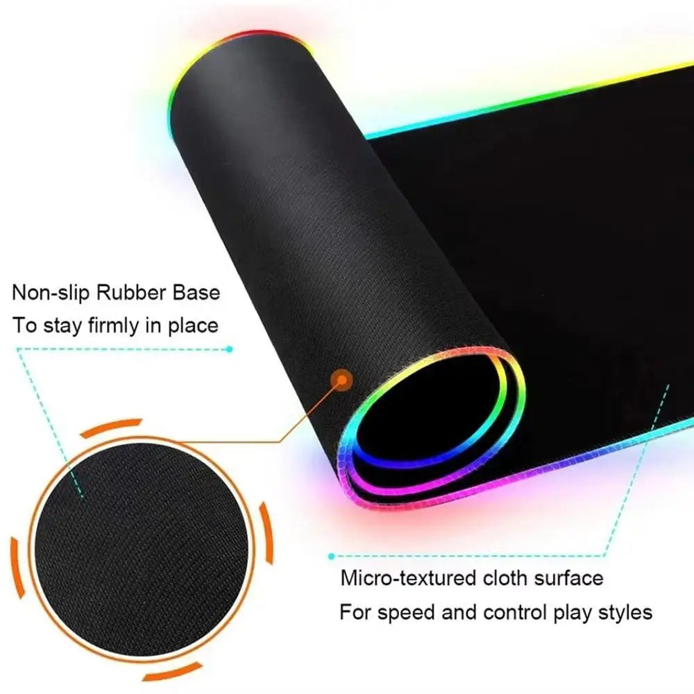 Dollar Mouse Pad XXL RGB Gaming Mouse Pad Gamer Accessories Large LED Light Mousepads PC Computer Desk Mat with Backlit