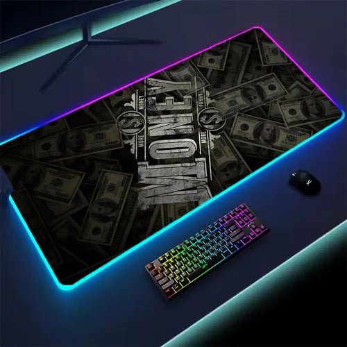 Dollar Mouse Pad XXL RGB Gaming Mouse Pad Gamer Accessories Large LED Light Mousepads PC Computer Desk Mat with Backlit