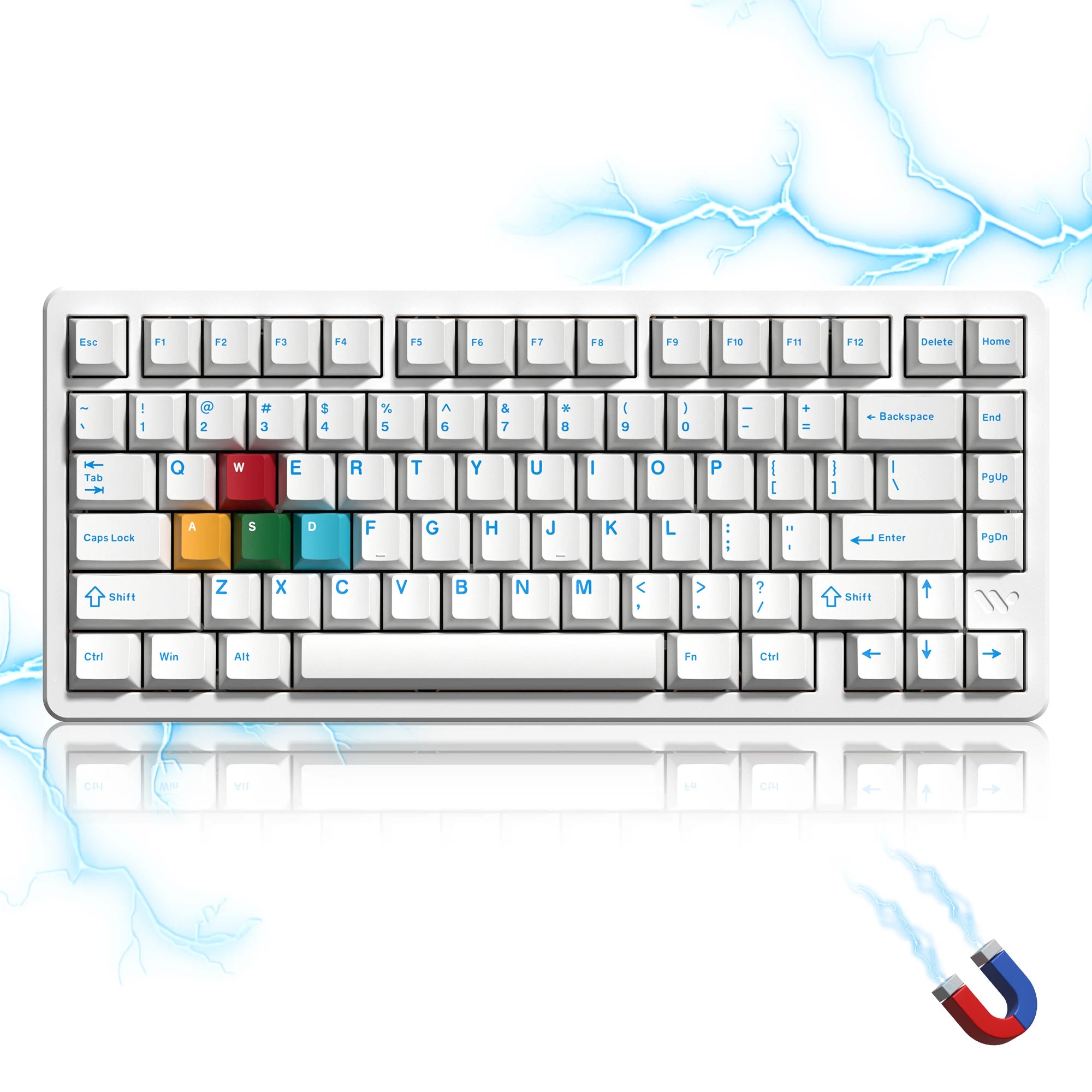 White SK75 TMR/HE Hall Effect Keyboard 75% Wireless Mechanical Keyboard Rapid Trigger Magnetic Switch with Strap Hot Swap