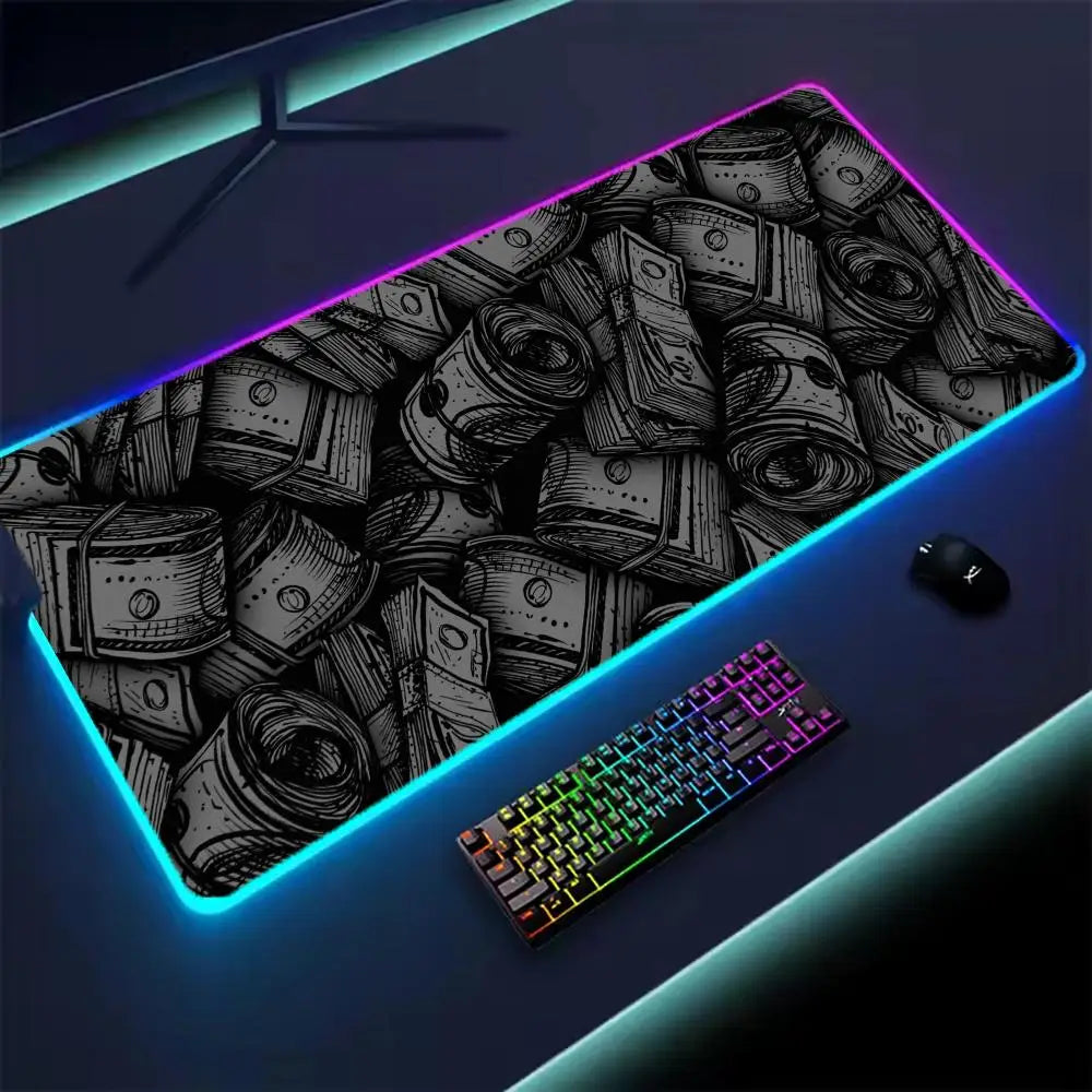 Dollar Mouse Pad XXL RGB Gaming Mouse Pad Gamer Accessories Large LED Light Mousepads PC Computer Desk Mat with Backlit